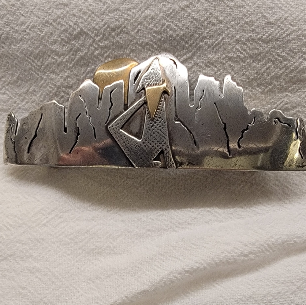 Silver and Copper Native American Design Hair Clip - Picture 2 of 4